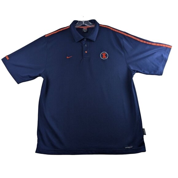 University of Illinois Fighting Illini Nike Team Sphere Dry Polo Shirt Large VTG - Picture 1 of 16